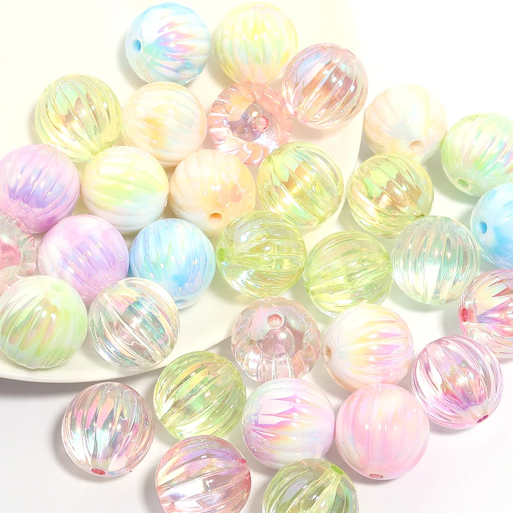 10pcs/lot 16mm Color Plating Round Acrylic Beads Loose Spacer Bead For Jewelry Making DIY Necklace Bracelet Accessories