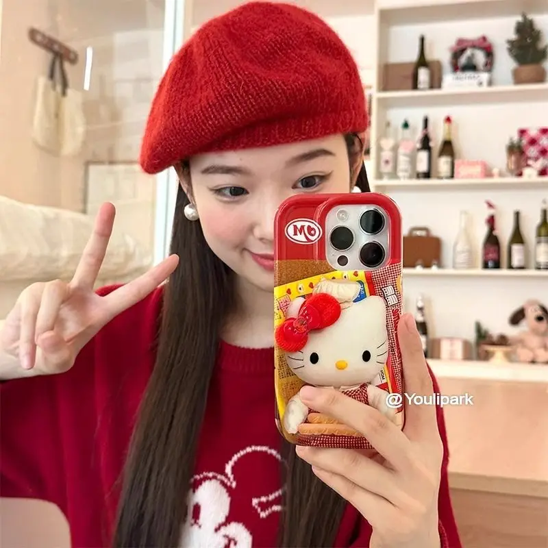 Kawaii Sanrio Hello Kitty Bow Cute Cartoon Phone Case For iPhone 16 15 14 13 12 11 ProMax XR XS 7 8Plus Drop Cover Girls Y2k New