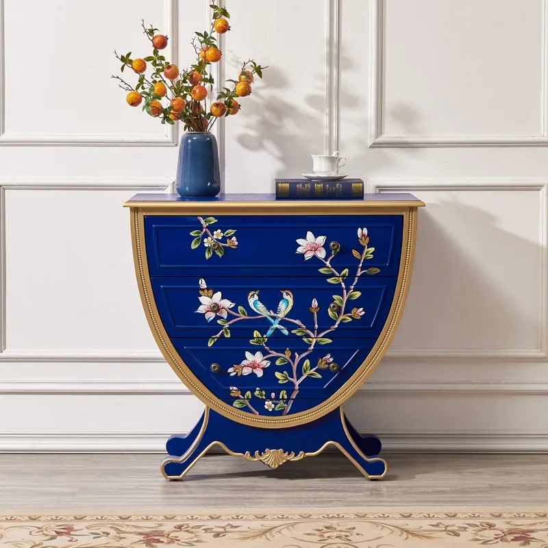 Supreme American entrance cabinet ingot cabinet painted three-bucket cabinet living room French decorative side door loc