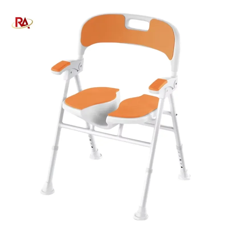 Adjustable Height Aluminum Shower Chair for Elderly with Backrest and Armrests Non Slip Safety Bath Seat Stool Modern