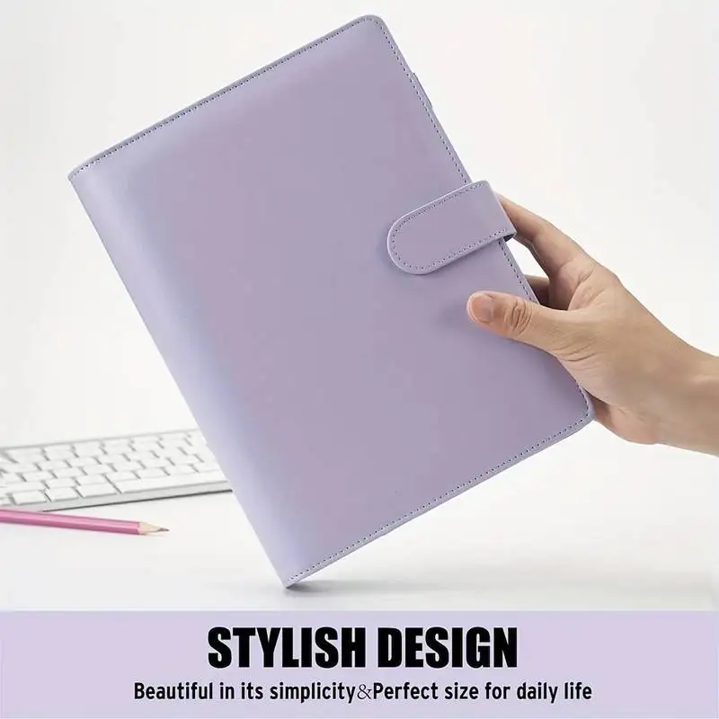 Macaron Color Pu Leather A5 Notebook Binder 6 Rings Diary Planner Agenda Budget Cover with Magnetic Buckle Closure Stationery