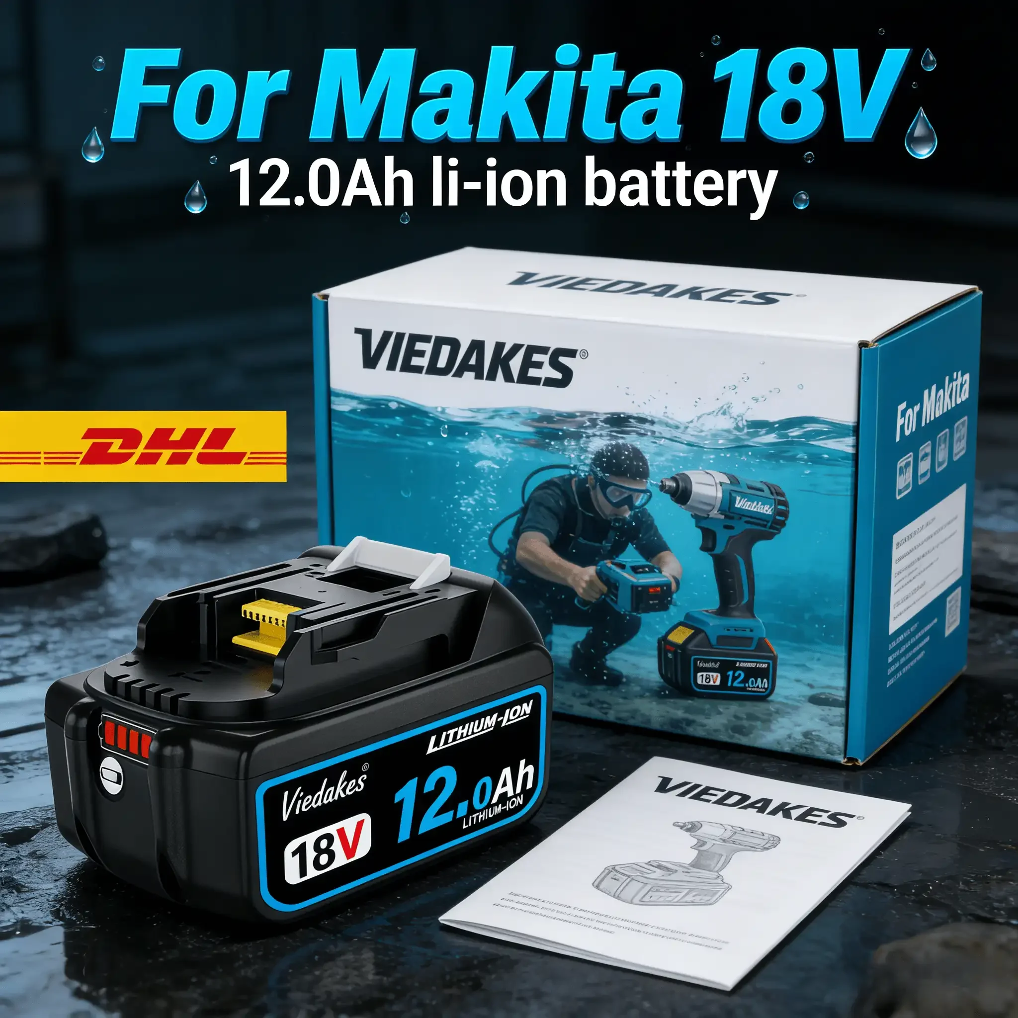 

New 18v 12000mAh Rechargeable battery, Replacement for Makita 18V DDF487 DGA405 DTW700 DTD173 HR140Z DJV182Z Lithium Battery️