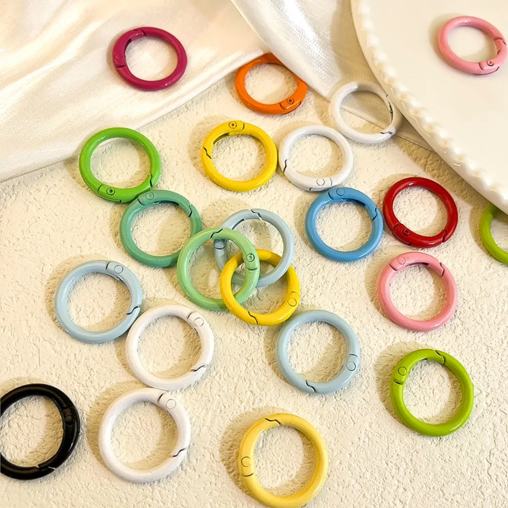 1/5pcs Metal O Ring Spring Clasps Openable Round Carabiner Keychain Clips Hook Buckles Connector For DIY Jewelry Making Findings
