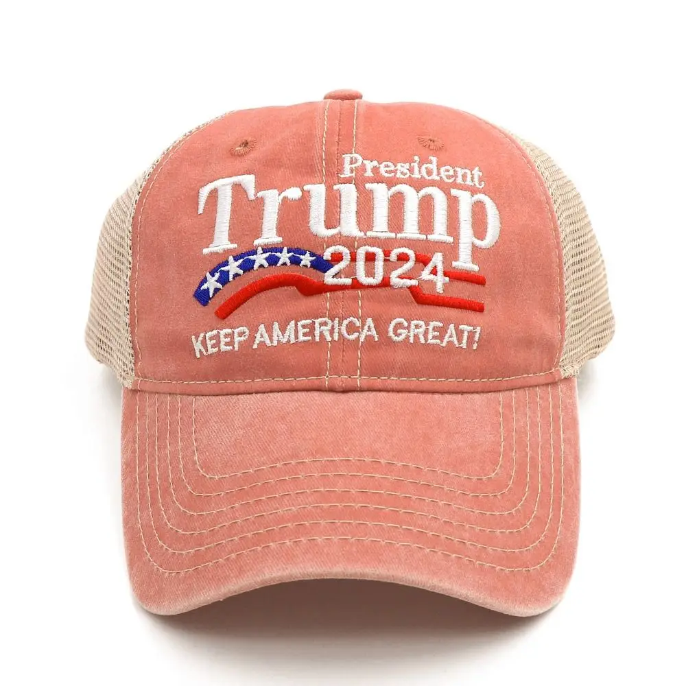 Hot Embroidery American Presidential Baseball Hat Adjustable Cool Trump Denim Hats Washed Breathable Sun Cap for Men and Women