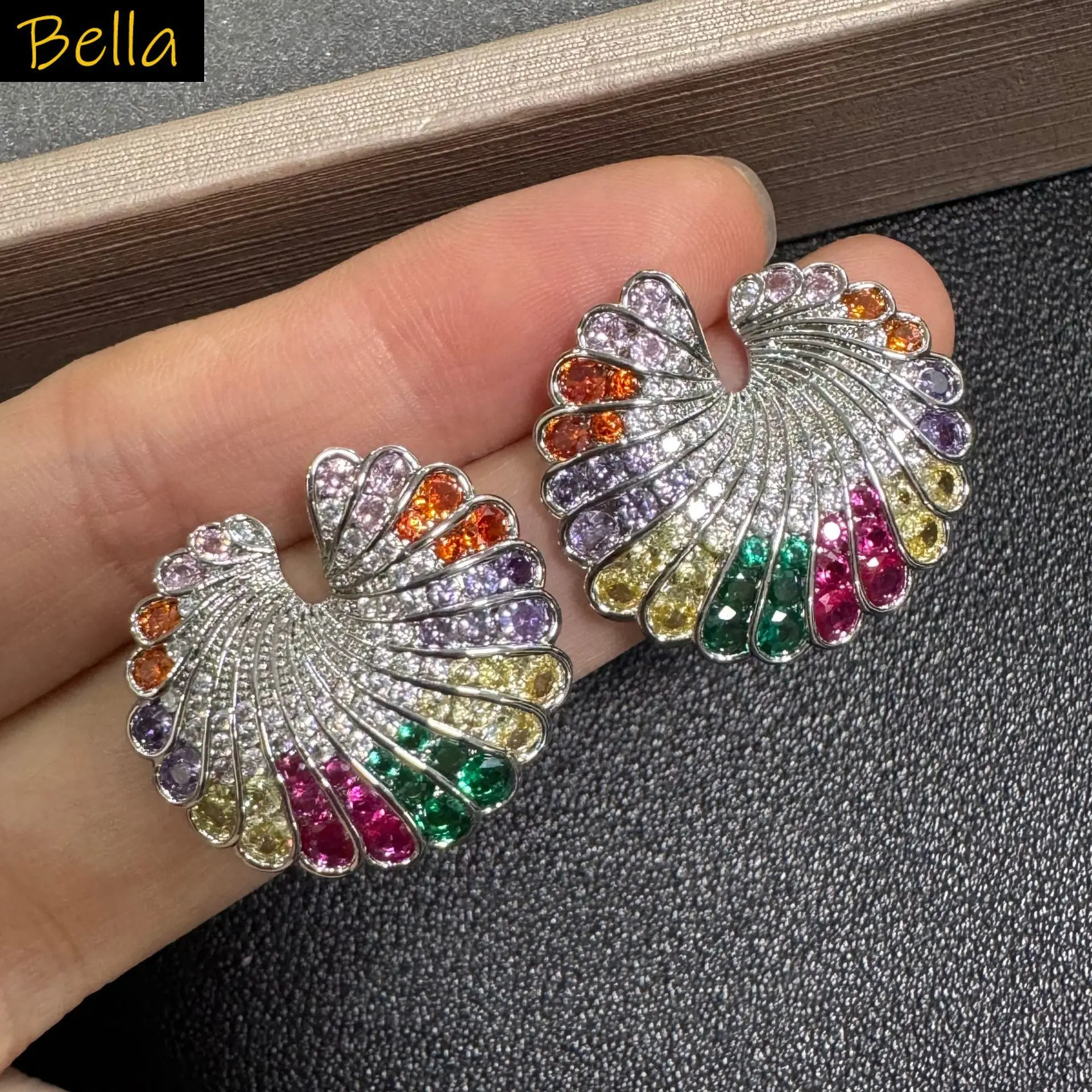 

multicolor cubic Zirconia Stud Earrings for women girls cute Jewelry Evening Party Daily Wear silver gold plated
