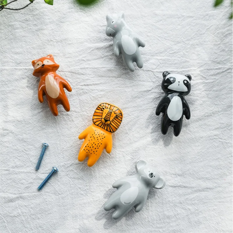 Keramik Karton Knopf Panda Fuchs Koala Esel Geformt Kinder Zimmer Hardware Museum Kabinett Knöpfe Schublade Knöpfe Schrank Griff