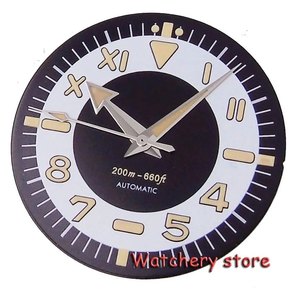 31mm black grey Roman Arabic numerals with Roman numerals watch dial Casual vintage luminous NH35 NH36 movement