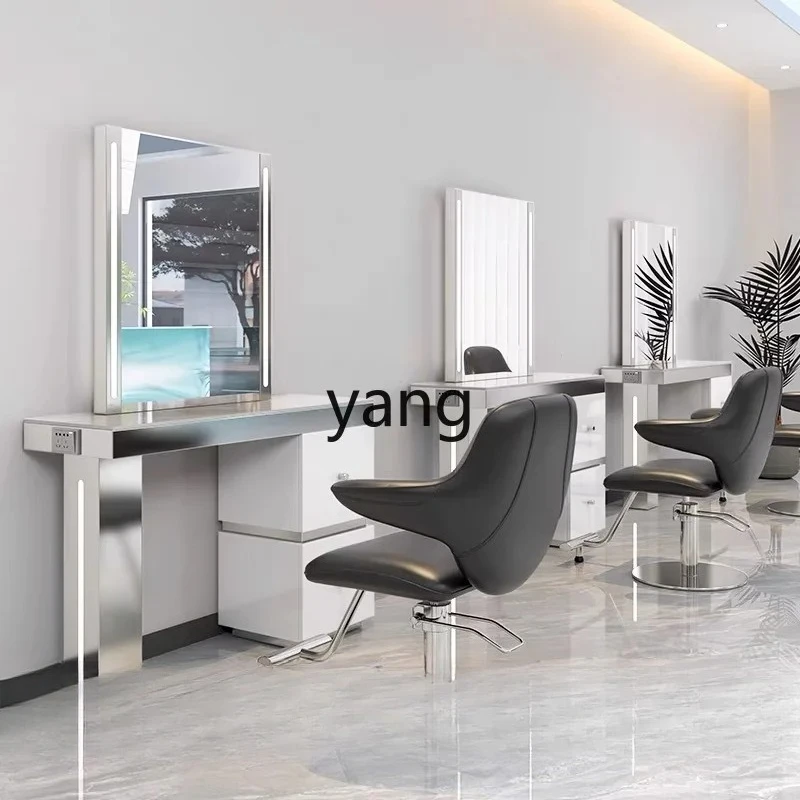 LMMM perm, dye and cut hair mirror studio makeup stainless steel double-sided mirror table cabinet integrated