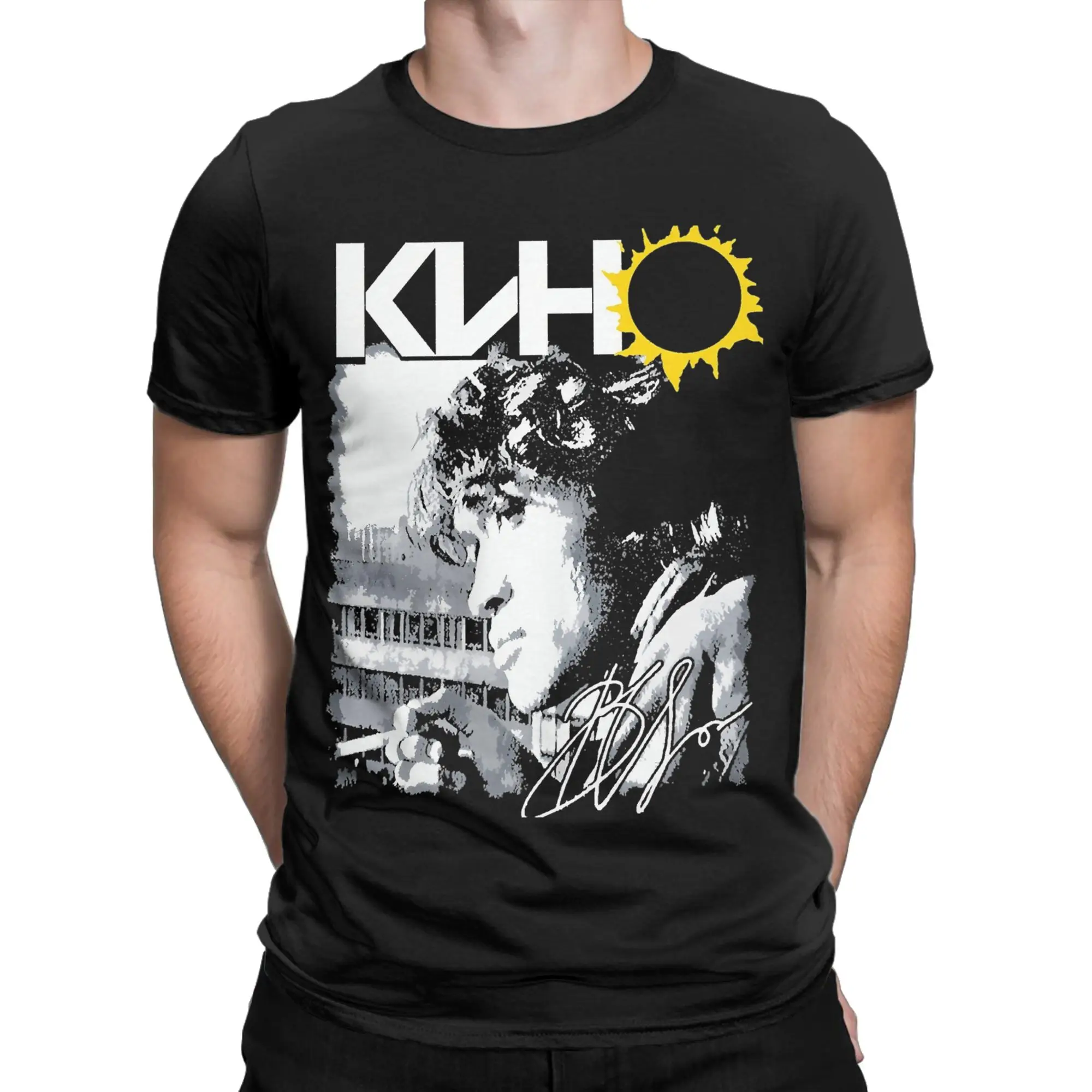 Men's T-Shirts Viktor Tsois Kino Rock Band Vintage 100% Cotton Tee Shirt Short Sleeve  T Shirt O Neck Clothing Big Size
