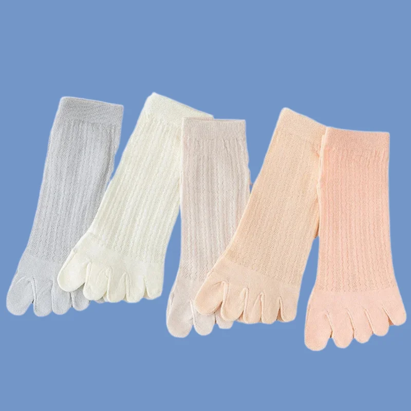 

5/10 Pairs Summer Thin Breathable Hollow Mesh Split Toe Socks High Quality Sweat-Absorbent Ladies Cotton Short Socks