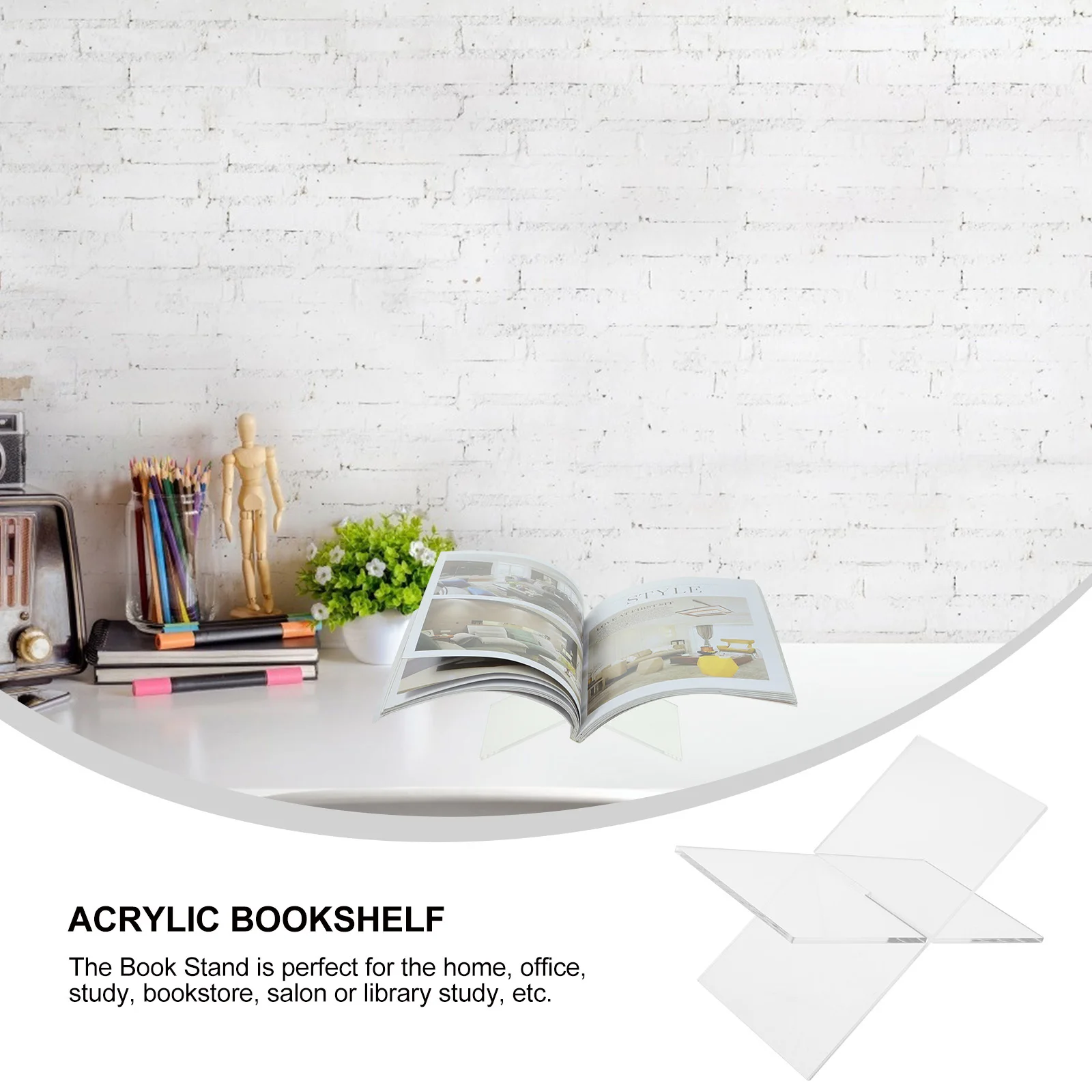 

1pcs Acrylic Book Holder Stand Desktop Book Display Rack For Recipe Magazine Storage Home Office Study Decor Furniture