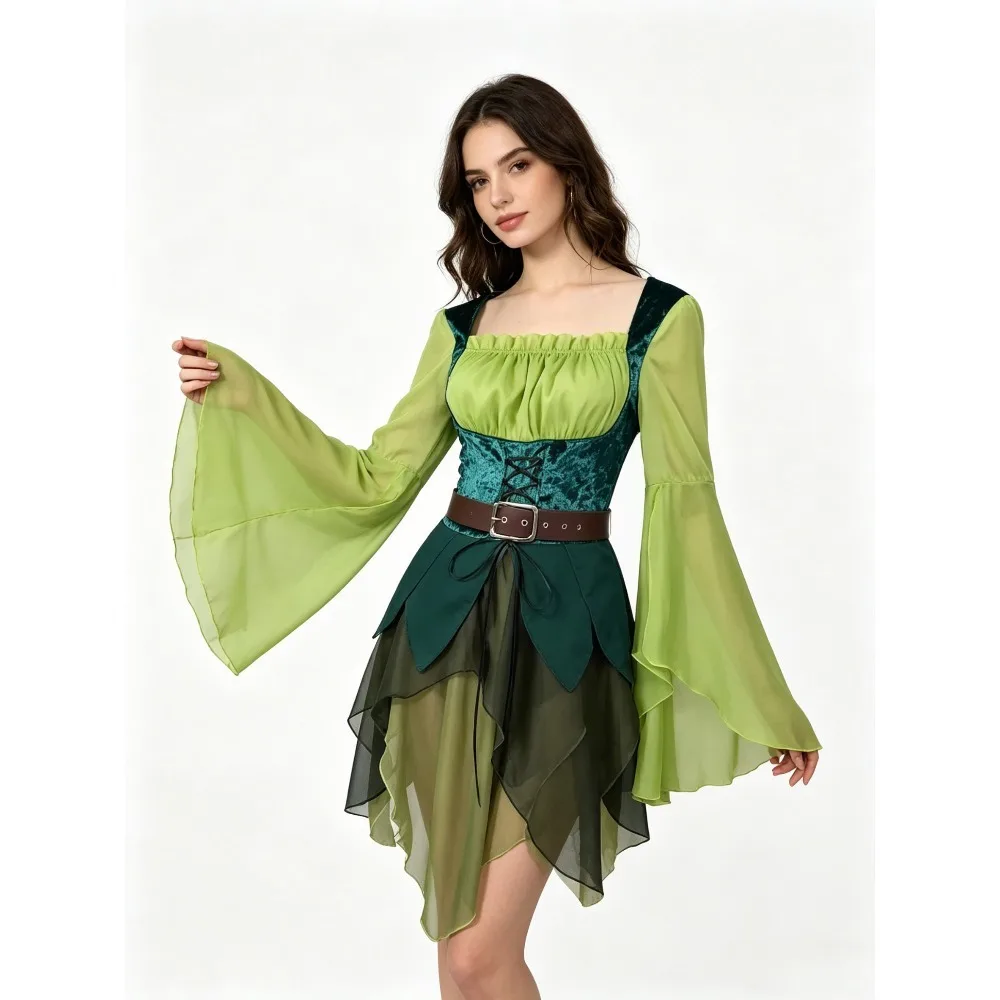 

Halloween Medieval Magical Elf Dress Cosplay Costume Adult Women Fairy Role Play Carnival Anime Convention Party Outfit