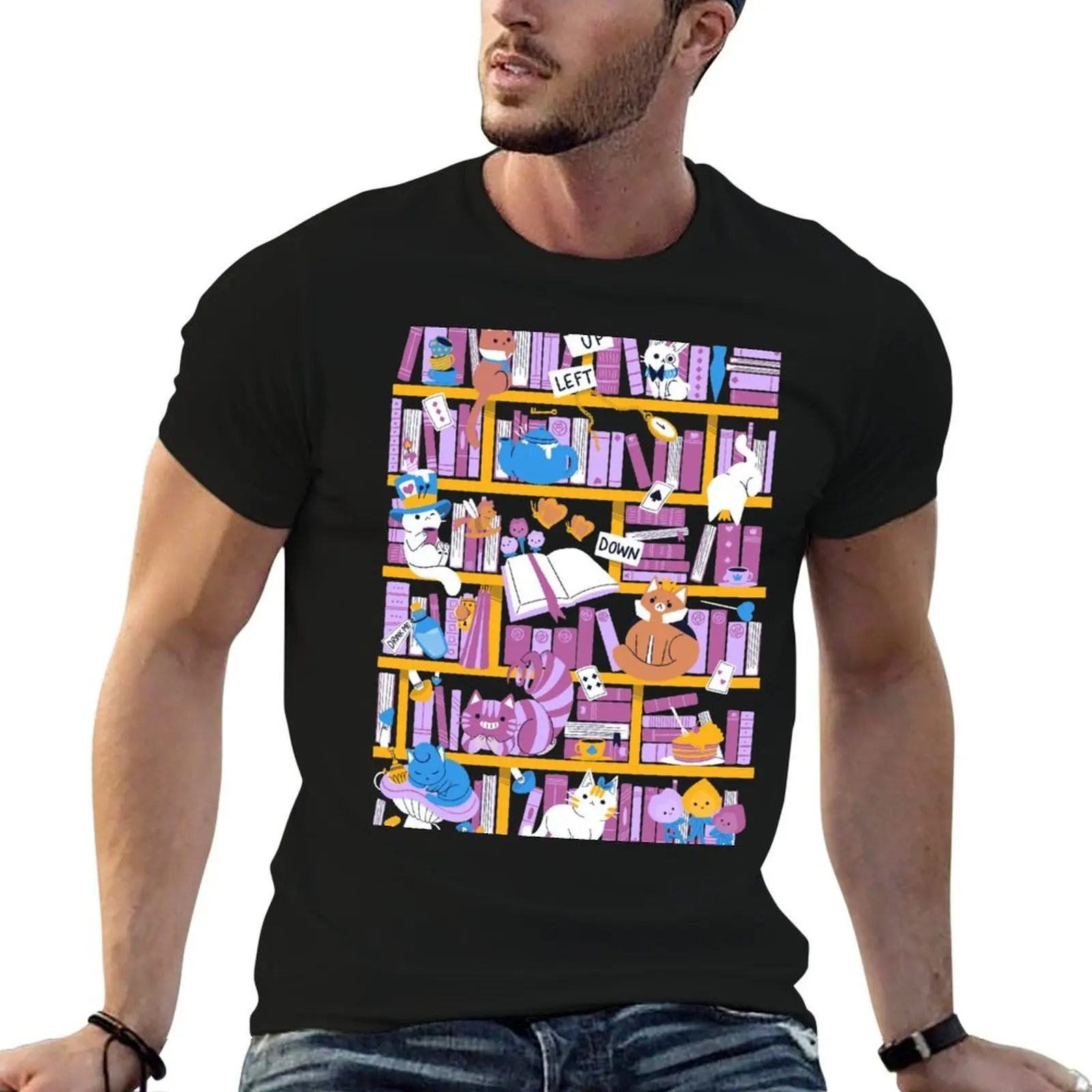 Library in Wonderland T-Shirt anime t shirts man t shirt t shirt for men