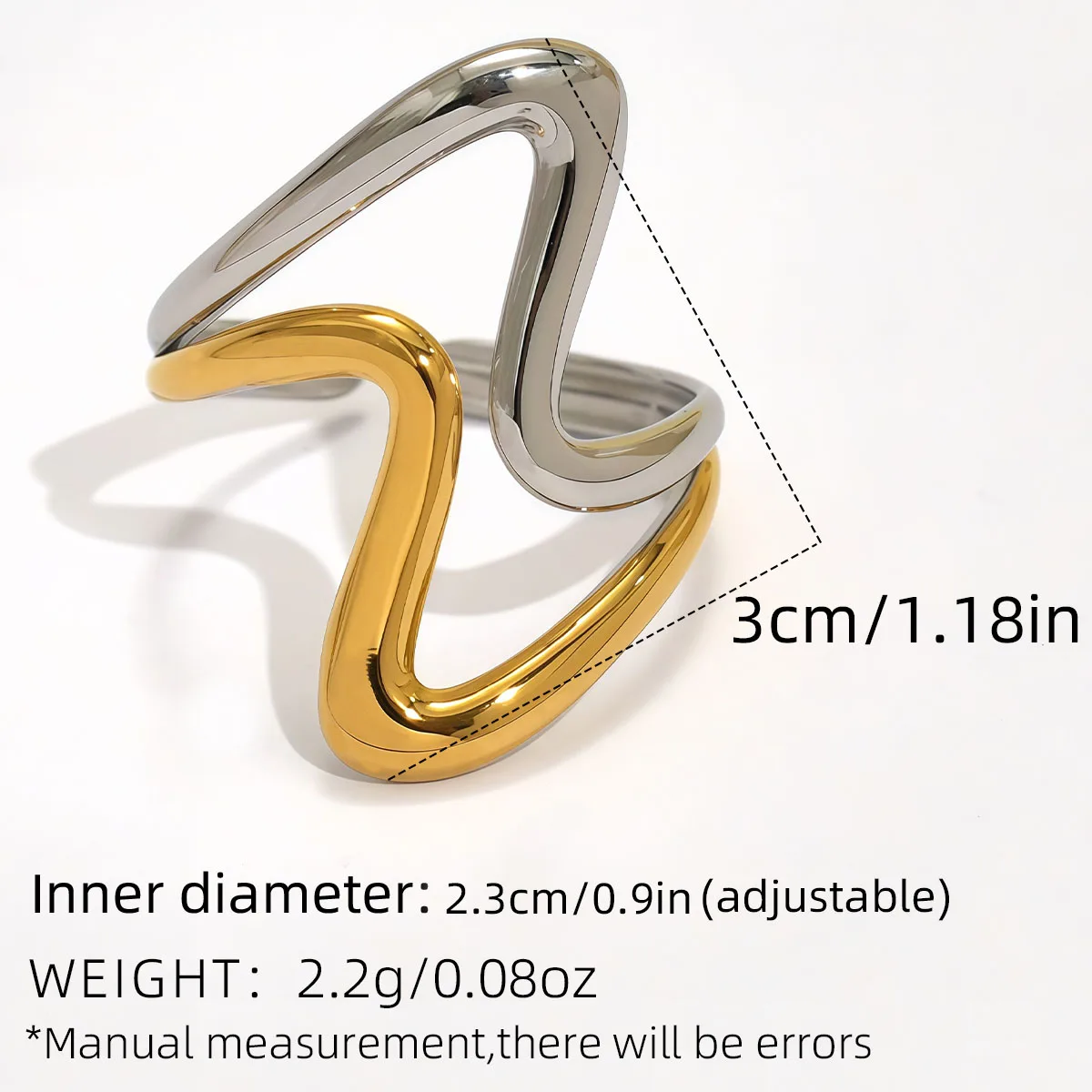 Stainless Steel Irregular Wave Rings for Women Men Creative Gold Color Adjustable Opening Ring Female Statement Jewelry Gifts