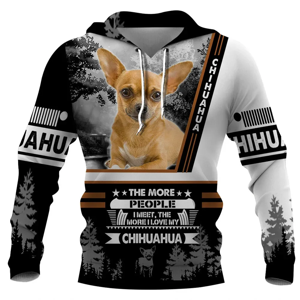 HX Animals Dog Chihuahua Hoodies 3D Graphic More Love My Dog Hoodies Casual Sweatshirts Boxer Hoodie Harajuku Men Clothing