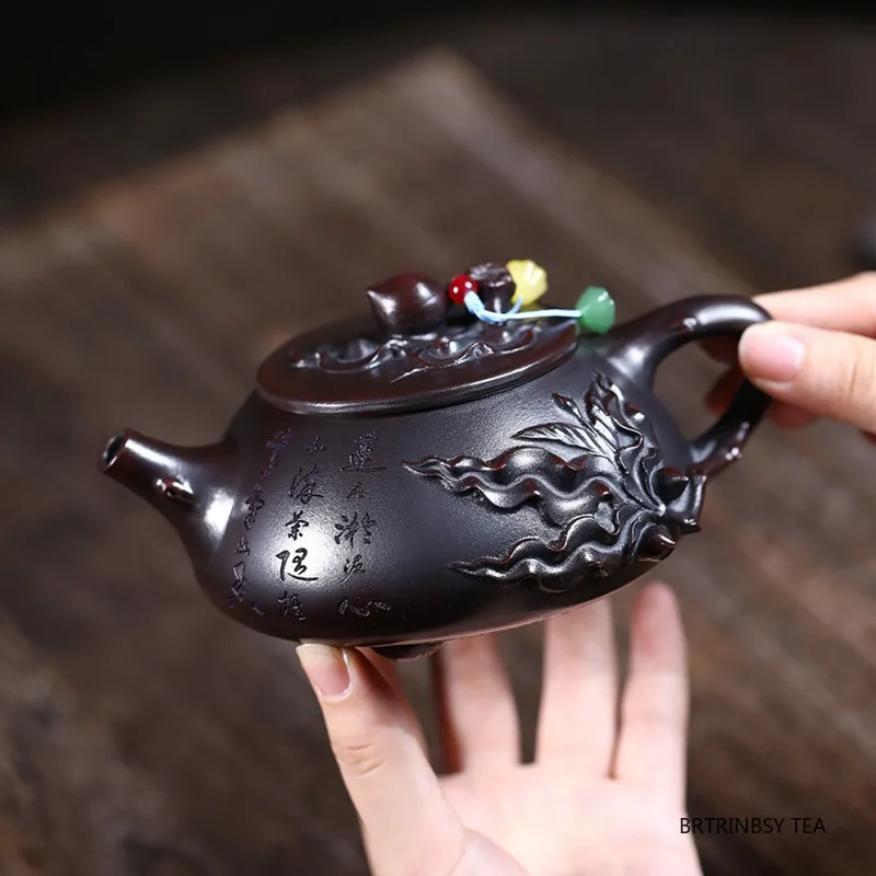 300ml Chinese Tradition Yixing Purple Clay Teapot Handmade Peach Zisha Tea Pot Household Beauty Tea Infuse Kettle Teaware