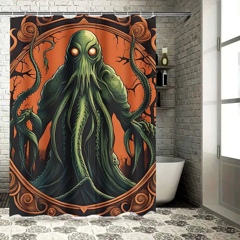 Creepy Cthulhu Art Shower Curtain - Unique Mythical Creature Design for a Bold, Waterproof Bathroom Décor