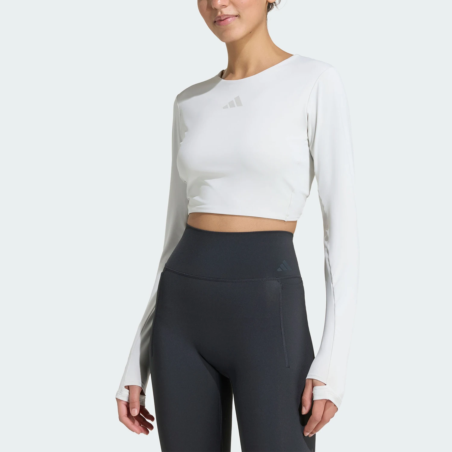 Adidas genuine new women's tight fitting fitness training long sleeved T-shirt KQ8328