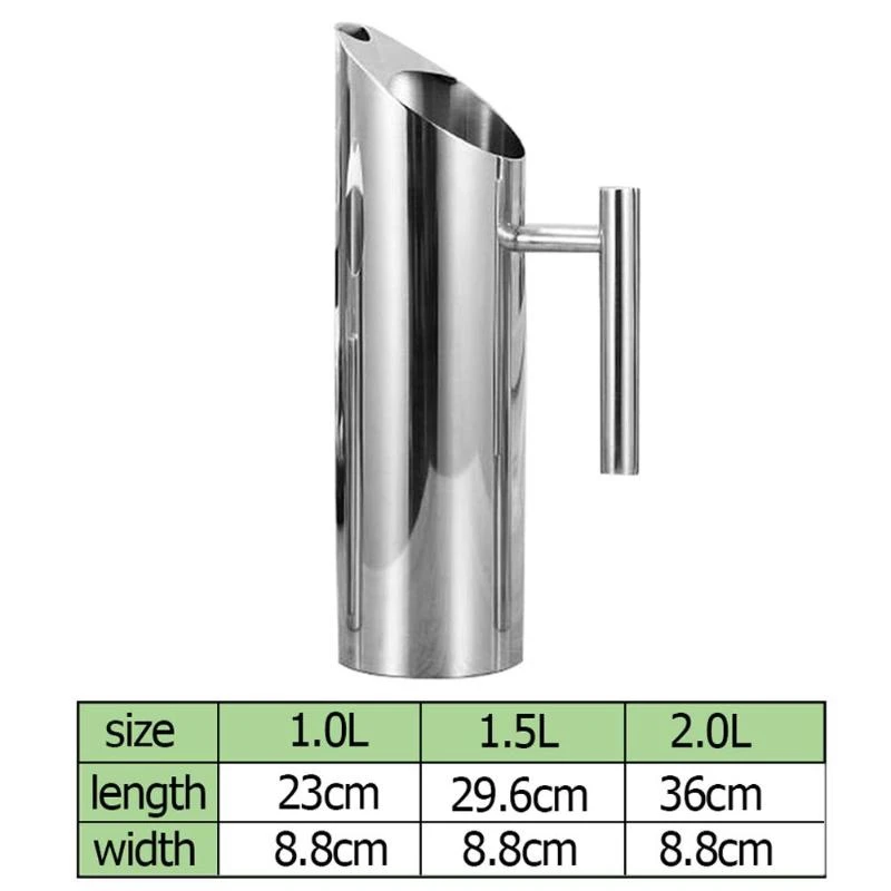 إبريق مياه الفولاذ المقاوم للصدأ مع الحرس الجليد براد شاي غلاية إبريق المشروبات الباردة وعاء عصير Ktv بار الملحقات 1L
