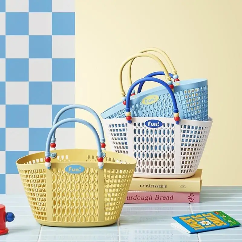 Hot Plastic  Basket Portable Storage Organizer With Handle For Swimming Bathing High Appearance Design Picnic Basket