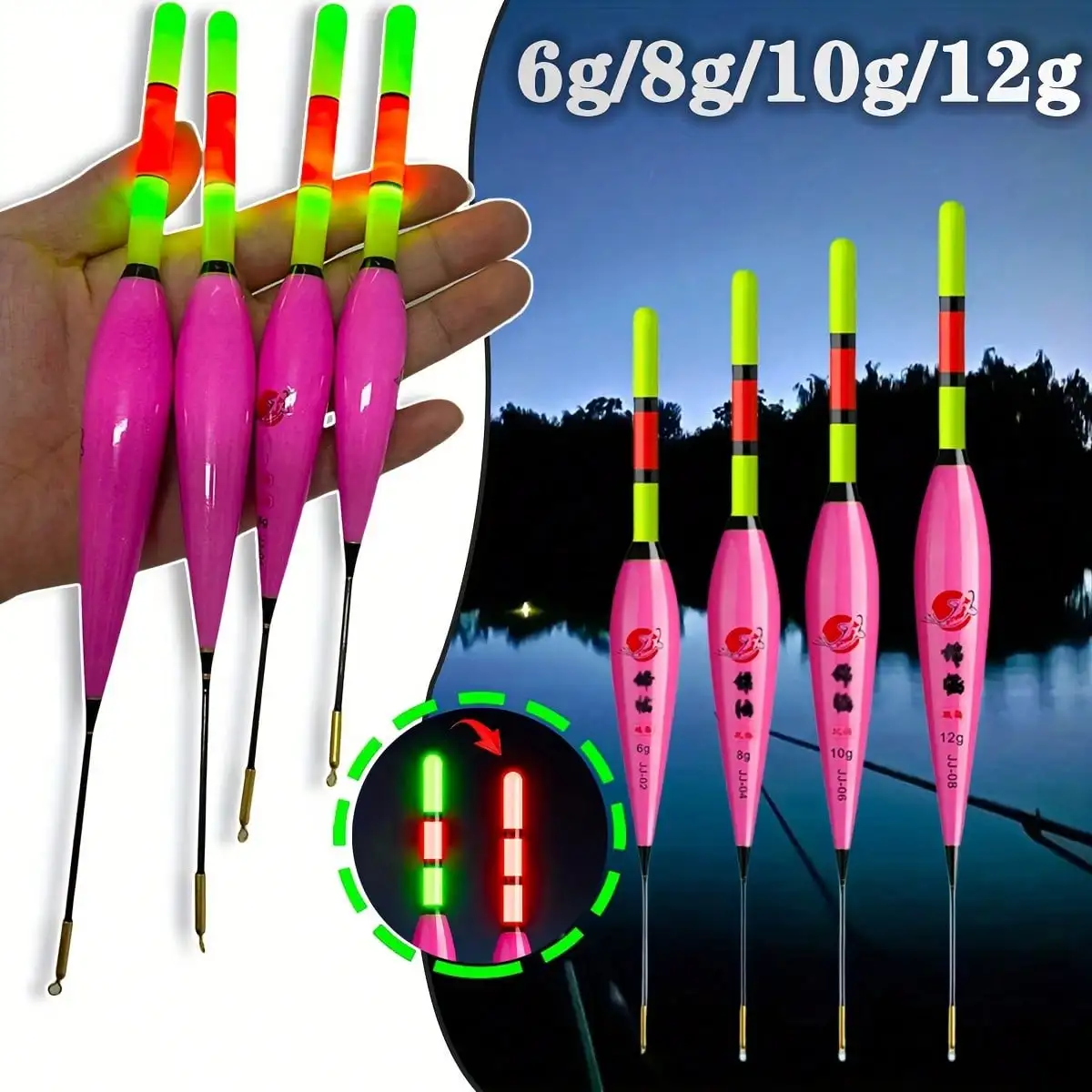 TINSOL 2026 New 2Pcs Set Night Fishing Float ,Gravity-sensing Color-changing Light ,Electronic Fishing Floats 6g/8g/10g/12g view 6