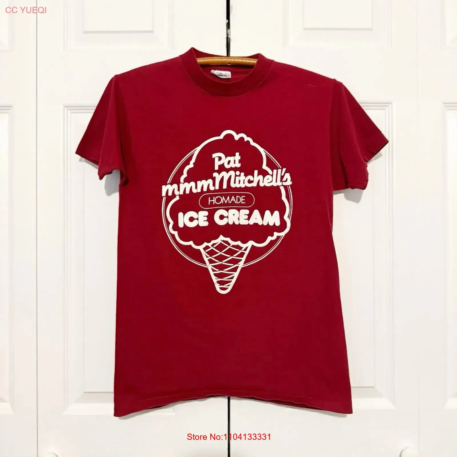 Vintage 80s Pat Mitchell s Ice Cream Shop T Shirt Medium Binghamton NY Flavors vintage Washed Versatile Stylish