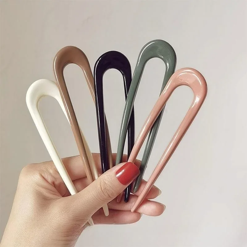 

New Solid Color Acrylic U-shaped Hairpin Women Chinese Style Hair Sticks Pins Classic Ethnic Girl Hair Accessories Jewelry