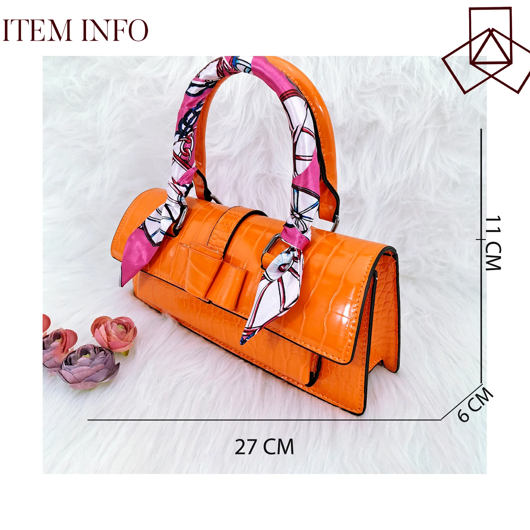 Italian Design Retro Women's Bag And Shoes Set Smooth Leather Material With Multi-Color Ribbons Suitable For Banquet Or Office