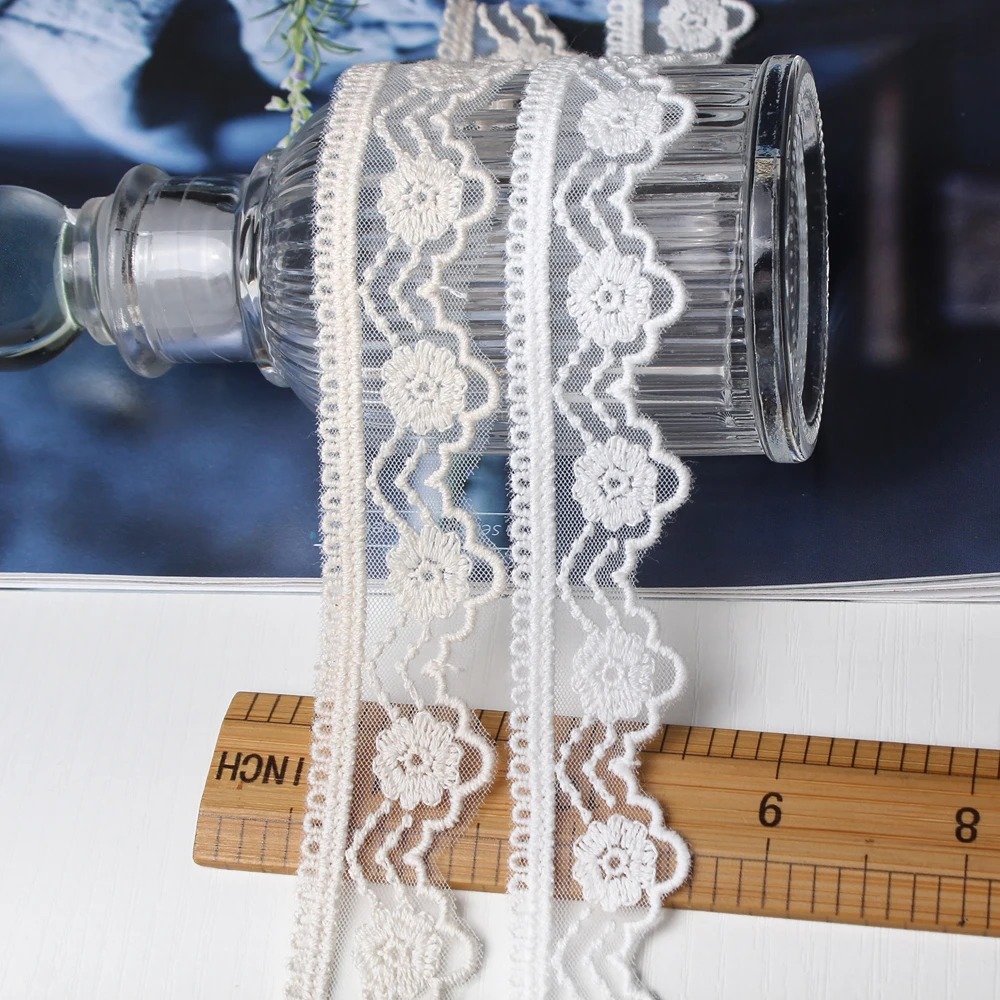 

Cotton Mesh Embroidery Double Lock Lace Trim Ribbon Fabric Sewing DIY Dress Clothing Accessories home textile accessories lace