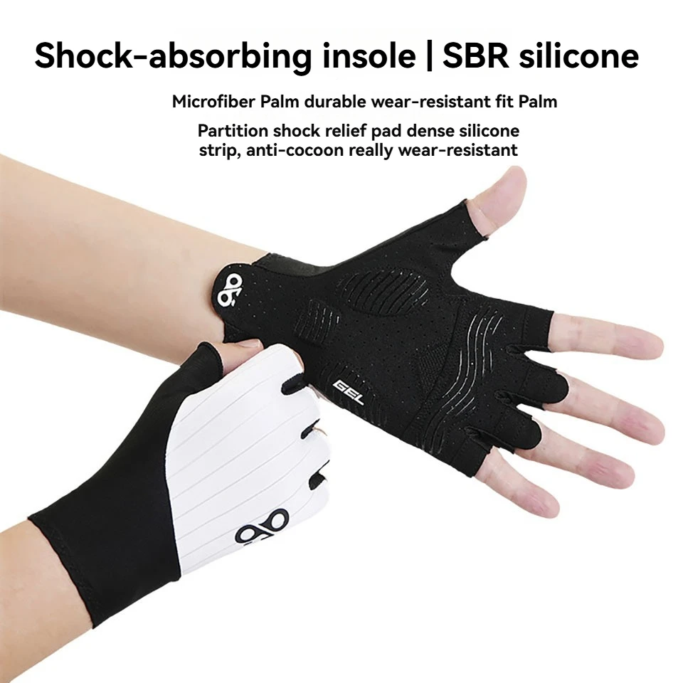 GOBYGO Summer Breathable Half Finger Gloves Silicone Non-Slip Abrasion Resistant Cushioned Riding Gloves Outdoor Sports Fishing