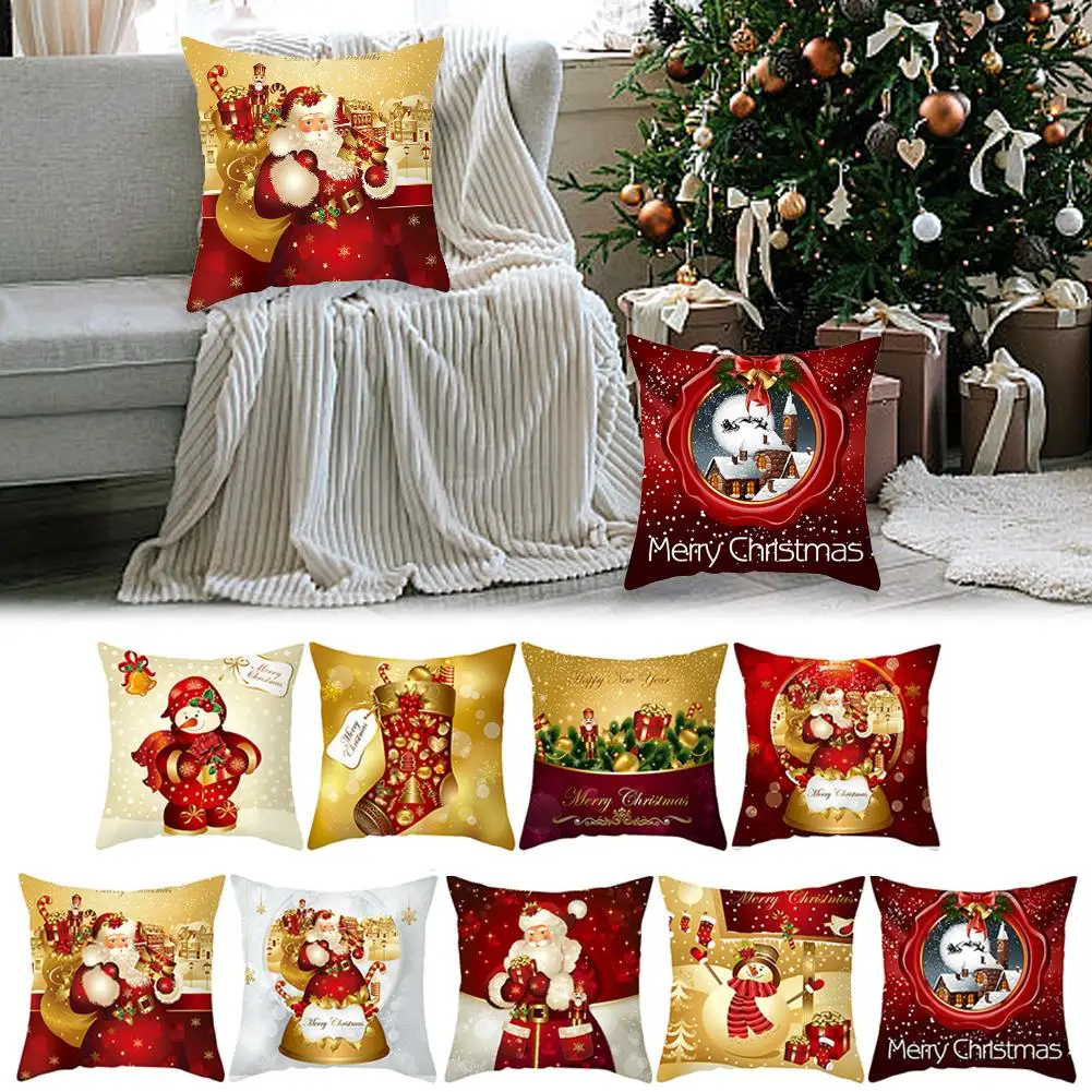 45cm Christmas Cushion Cover Pillowcase 2024 Christmas Decorations For Home Ornament Xmas New Year Christmas Decor 2023 Noe M5U5