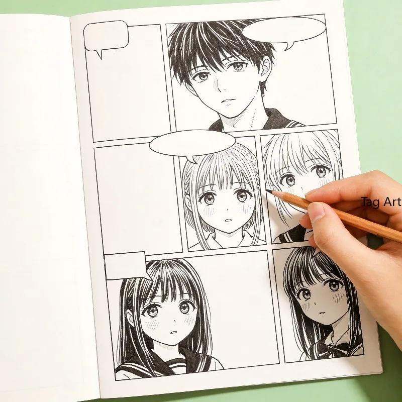 A Blank Manga Storybook, Original Hand Drawn Manga Story Creation Book, Anime Drawing Exercise Book, Suit For Artistic Creation