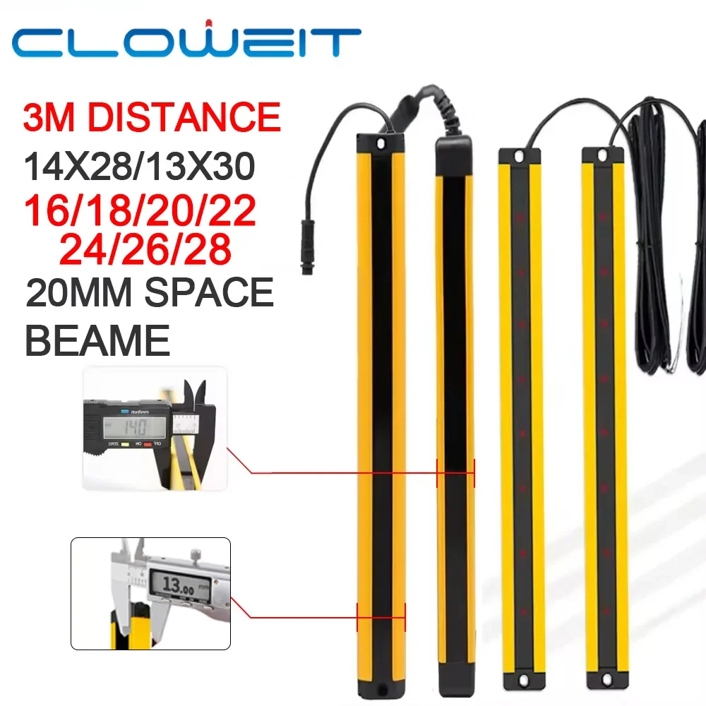 

Защитная световая завеса Cloweit 14X28 RC/H2016-2028, расстояние обнаружения 0.2-3м, сверхтонкое решетчатое устройство для защиты в узких пространствах