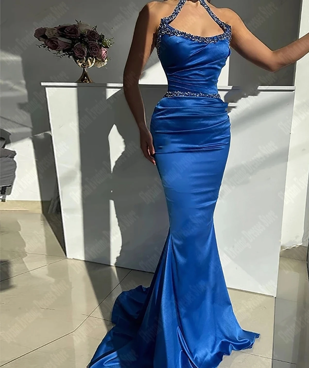 

Sexy Sling Evening Dresses Sweetheart Crystals Inlay Off Shoulder And Hip Wrap Floor Length Prom Gown New Modern Banquet Garment