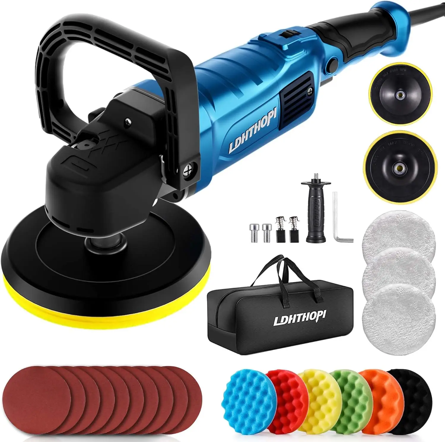 

1800W Rotary Buffer Polisher, 6-7 Inch with 6 Speeds (750-3100RPM) for Car, Boat & Furniture