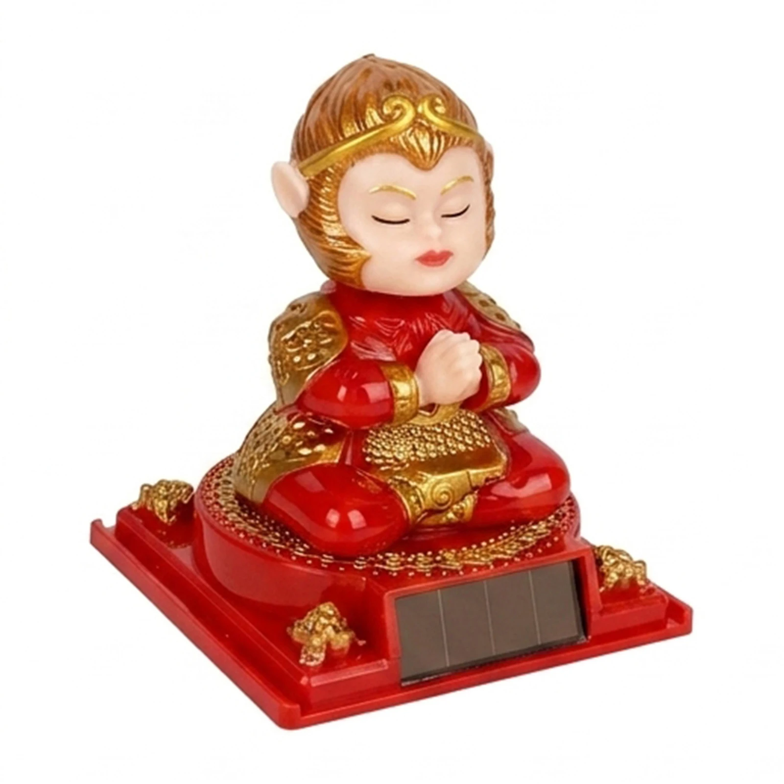 Solar Powered Figurine with Light Sensor Nodding Feature for Car Interior Decoration