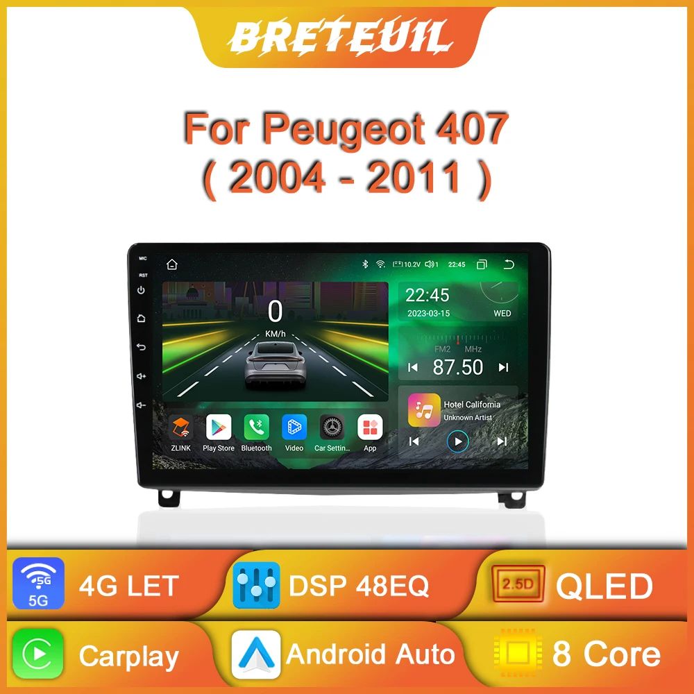 

For Peugeot 407 1 2004 - 2011 Android Car Radio Multimedia Video Player GPS Navigation Wireless Carplay Touch Screen Auto Stereo