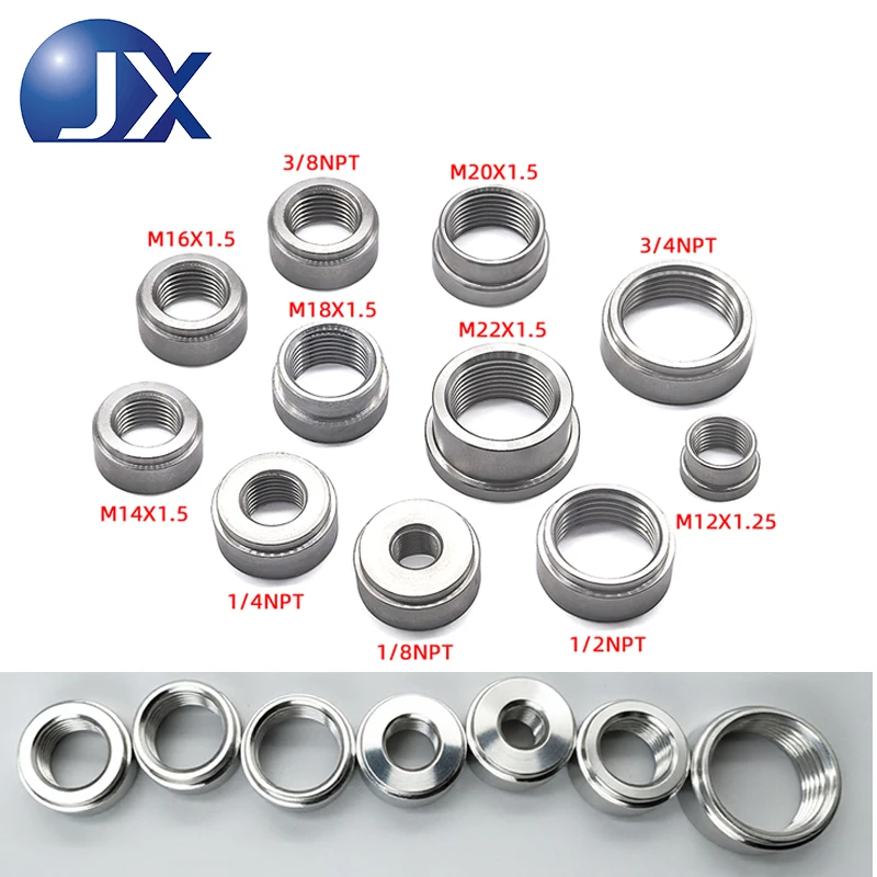 3PCS NPT Round Weld Bung Stainless Steel Female Threaded Stepped Mounting Boss 1/2 1/4 1/8 3/4 3/8 Pipe Thread Adapter Fitting