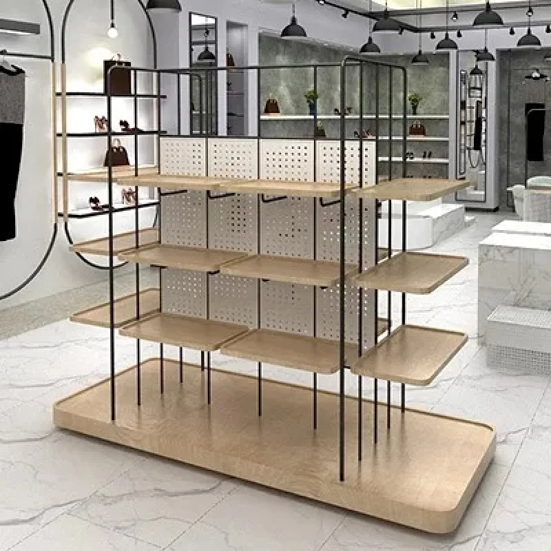 custom.Multifunctional Metal Display Rack Shoes Clothing & Bags Polished Rotating Retail Shop Advertising Wall Holder