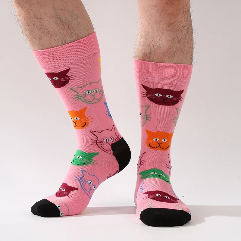 2024New Hiphop Cotton Men Socks Harajuku Happy Funny animal Flamingo penguin chili Dress Socks for Male Wedding Christmas Gift