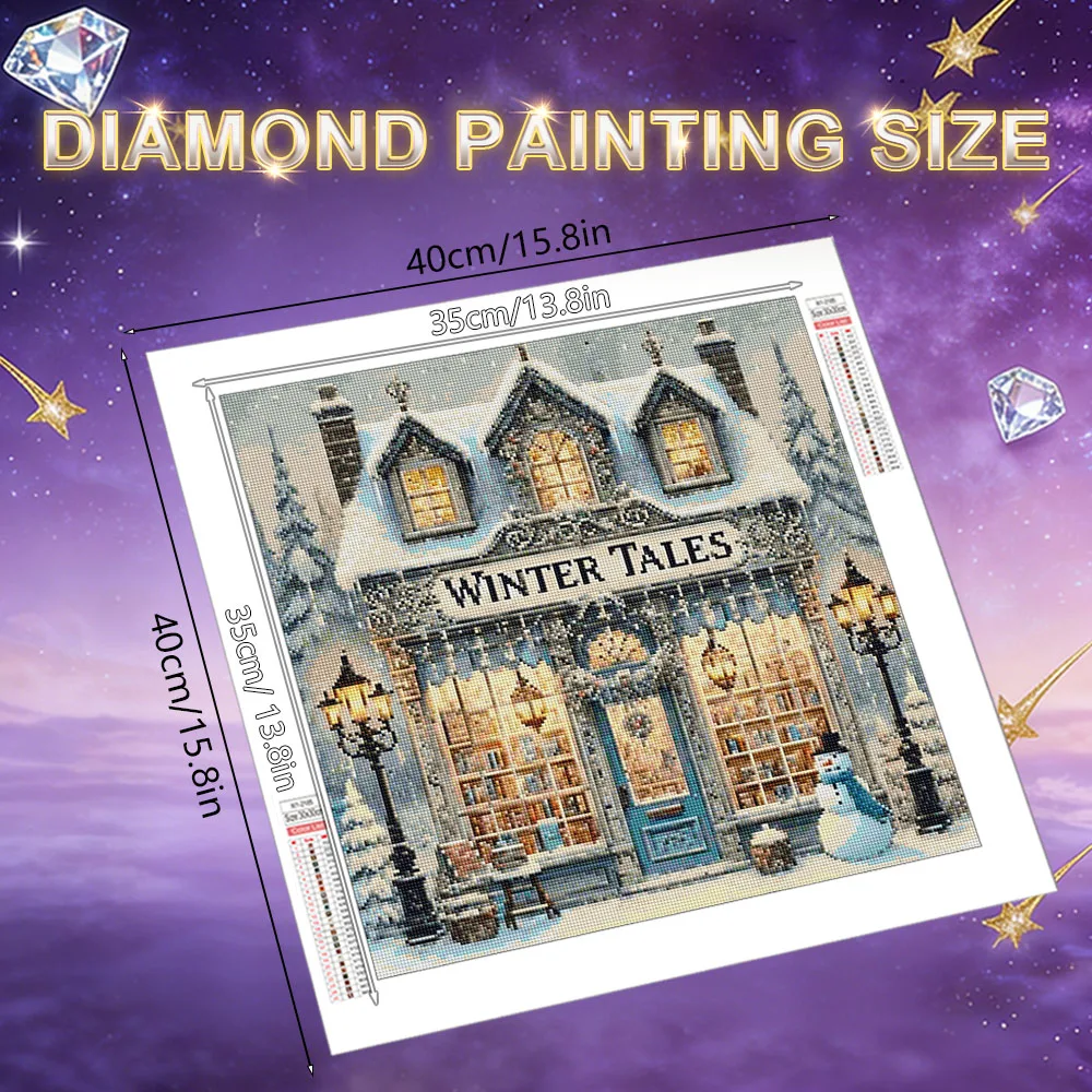HUACAN 5d Diy Diamond Painting House Winter Christmas Landscaope Handicrafts Diamond Mosaic Kits Shop Store Wall Decor Gift