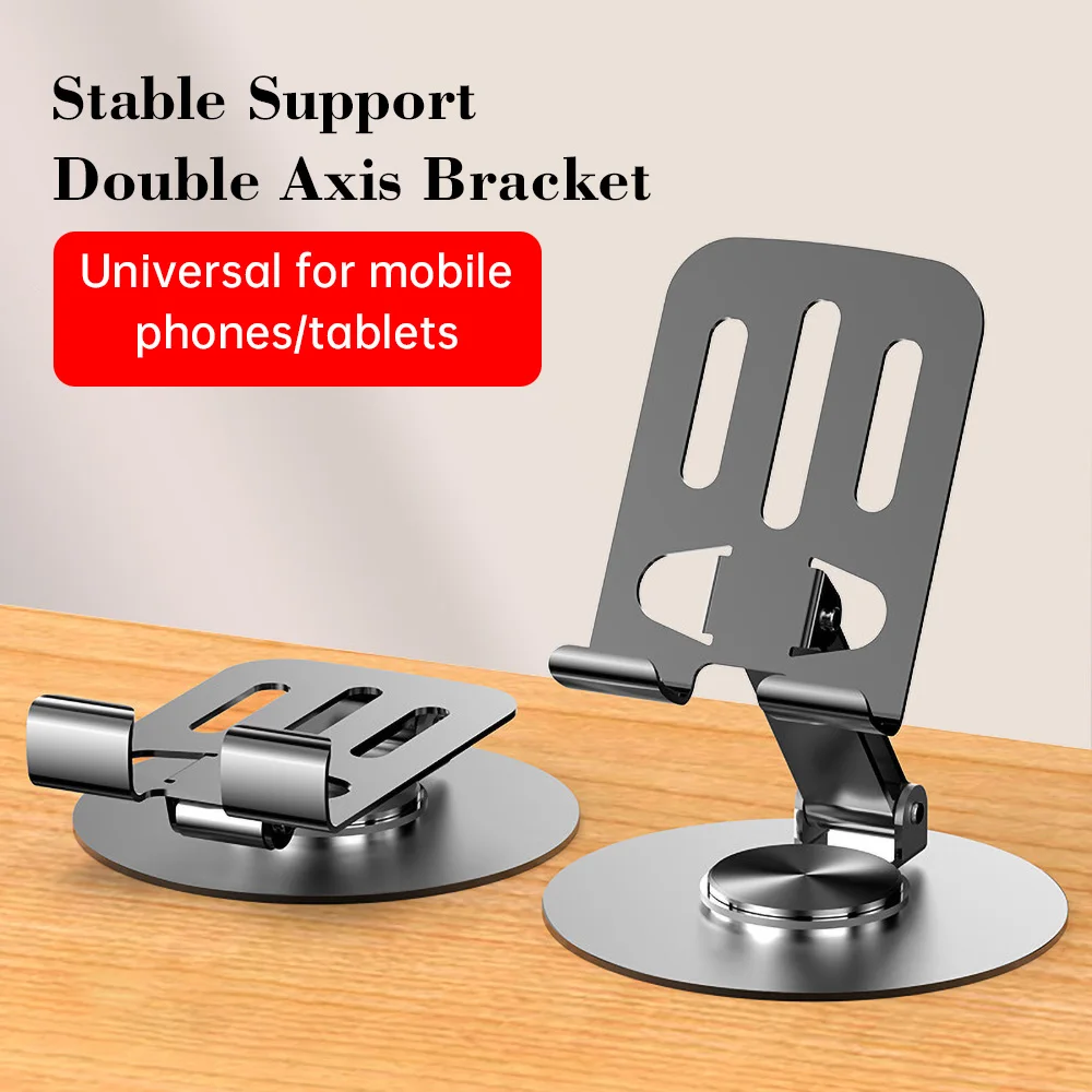 All Metal Aluminum 360 Rotation Mobile Phone Holder Universal Bracket Folding Shaft Design Stable Anti Fall Model Support Frame