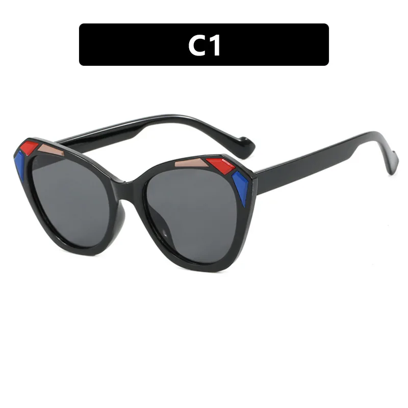 

13148 Retro Cat Eye Color Block Sunglasses Fashion Big Frame Gradient Shades окуляри жіночі oculos de sol feminino