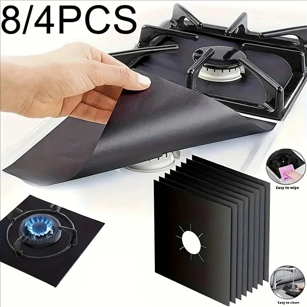 4/8Pcs Gas Stove Protector Cooker Cover Liner Clean Mat Pad Kitchen Gas Stove Stovetop Protector Kitchen Accessory Utensils