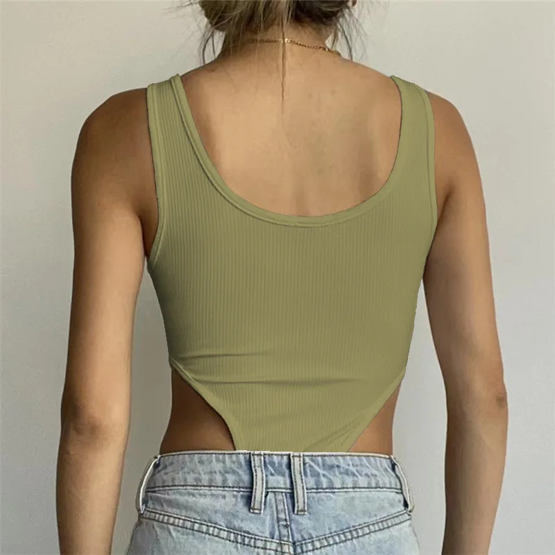 Damenbekleidung Ärmelloser Strick-Bodysuit Heißer Sommer Sexy Bodycon Off-Shoulder Neckholder-Top Lässiger Street-Bodysuit für Damen ClubWe – Detail 12