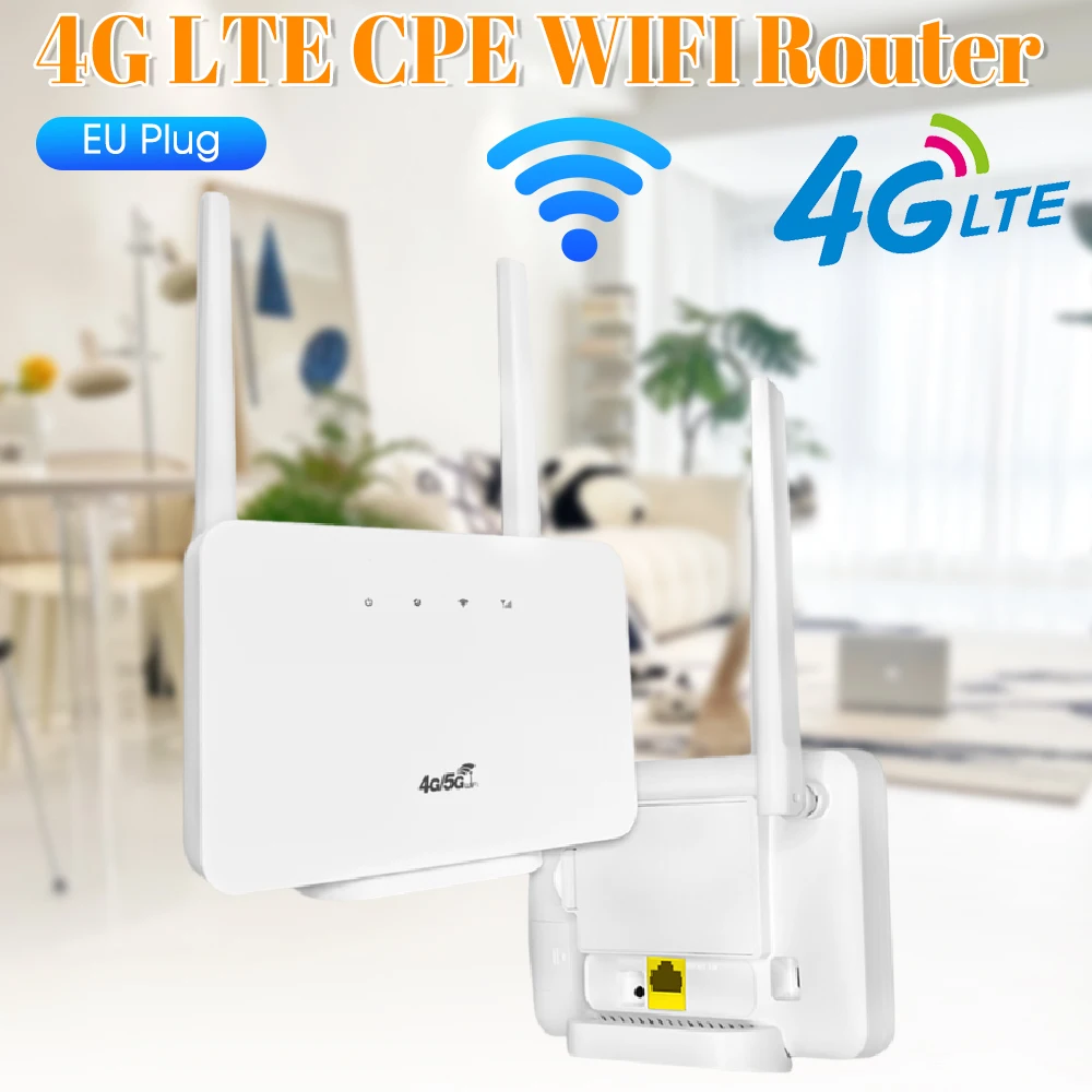 

4G Wireless Router 300Mbps 4G WIFI Router Wireless Modem External Antenna with Sim Card Slot EU Plug for Home Travel Work