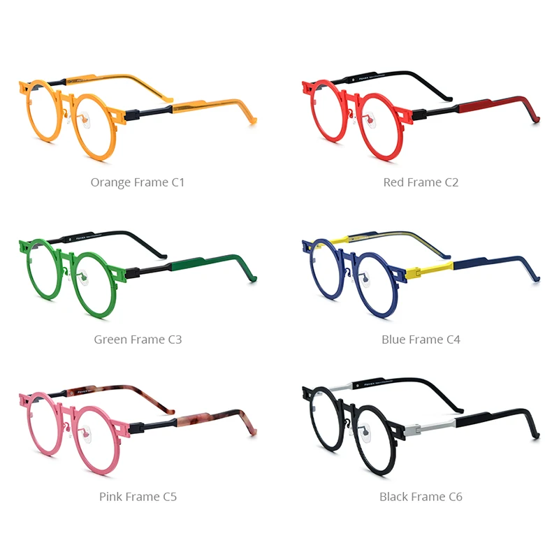 FONEX Progressive Prescription Glasses Anti Blue Ray Myopia Optical Lens Eyewear Women Round Eyeglasses Titanium Frame 85833