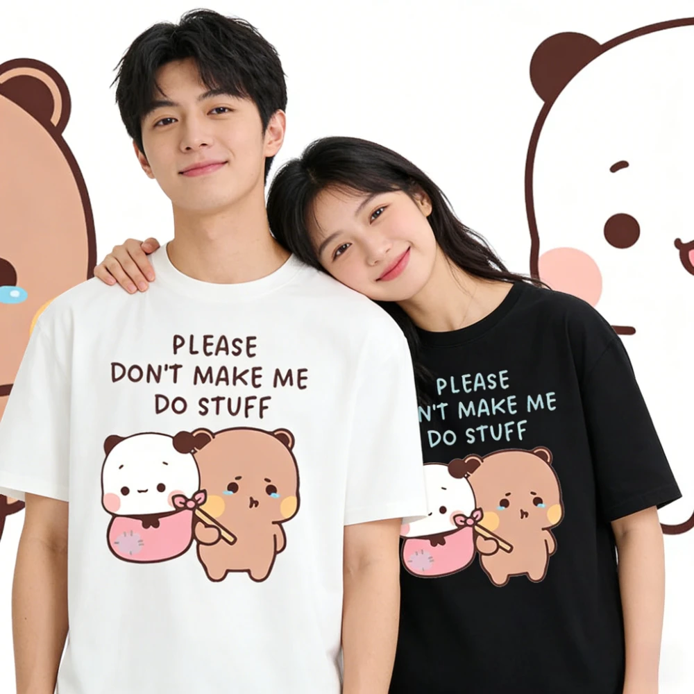 Sudadera Bubu Dudu divertida camiseta con gráfico de oso Panda perezoso camisa informal a juego para parejascamisetas bonita