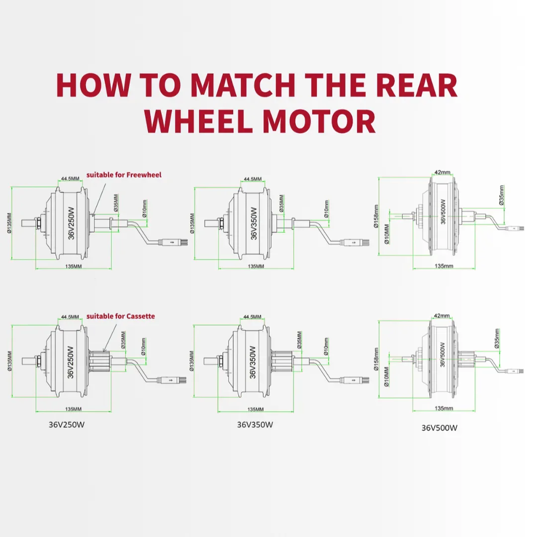 Electric Bike Hub Motor, High Speed Brushless Wheel Motor, E-bike Freewheel, Cassette Rear Hub Kit, 36V, 250W, 350W, 48V, 500W