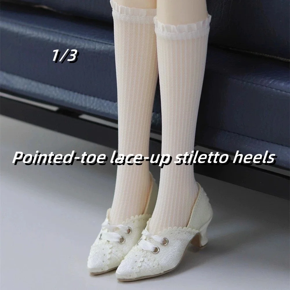 

Мягкие шелковые пятна с острым носком на шнуровке для танцев, черные, розовые игрушки на низком каблуке 1/3, точечный инвентарь, подарки для девочек, элегантные аксессуары для кукол BJD